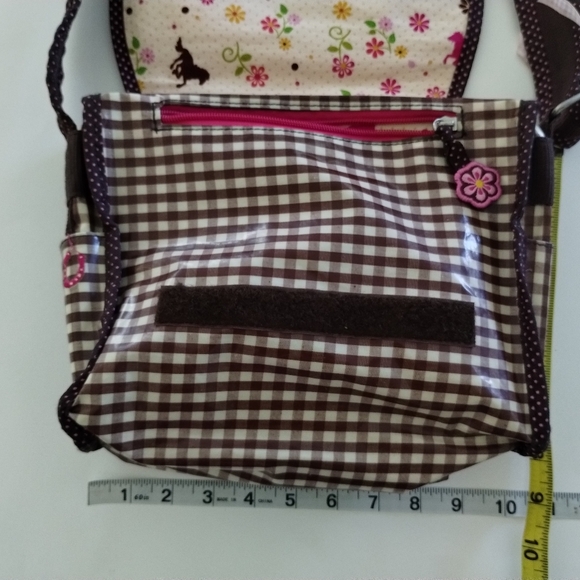 Die Spiegelburg VTG Pink Embroidered Horse Shoe Floral Polka Dot Crossbody Bag - Picture 9 of 10